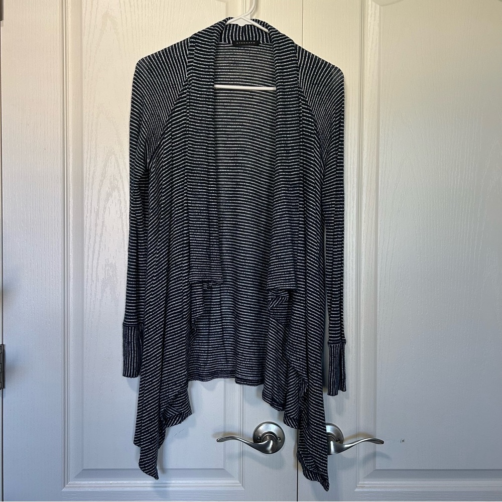 Staccato Blue White Striped Cardigan Sweater Small